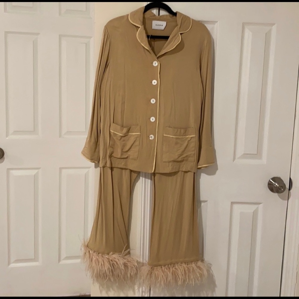 Sleeper pj set gently used (small hole near waist band on pants)